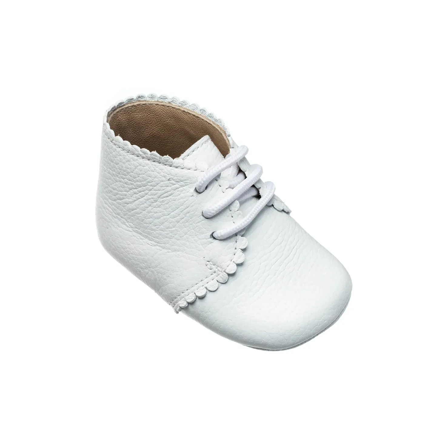 Scalloped Infants Booties - White