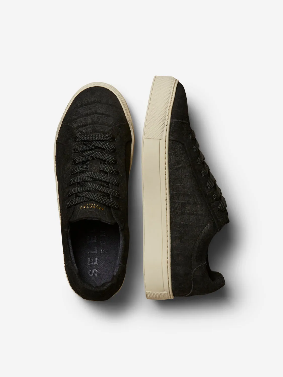 Selected Femme Donna Suede Trainer - Black