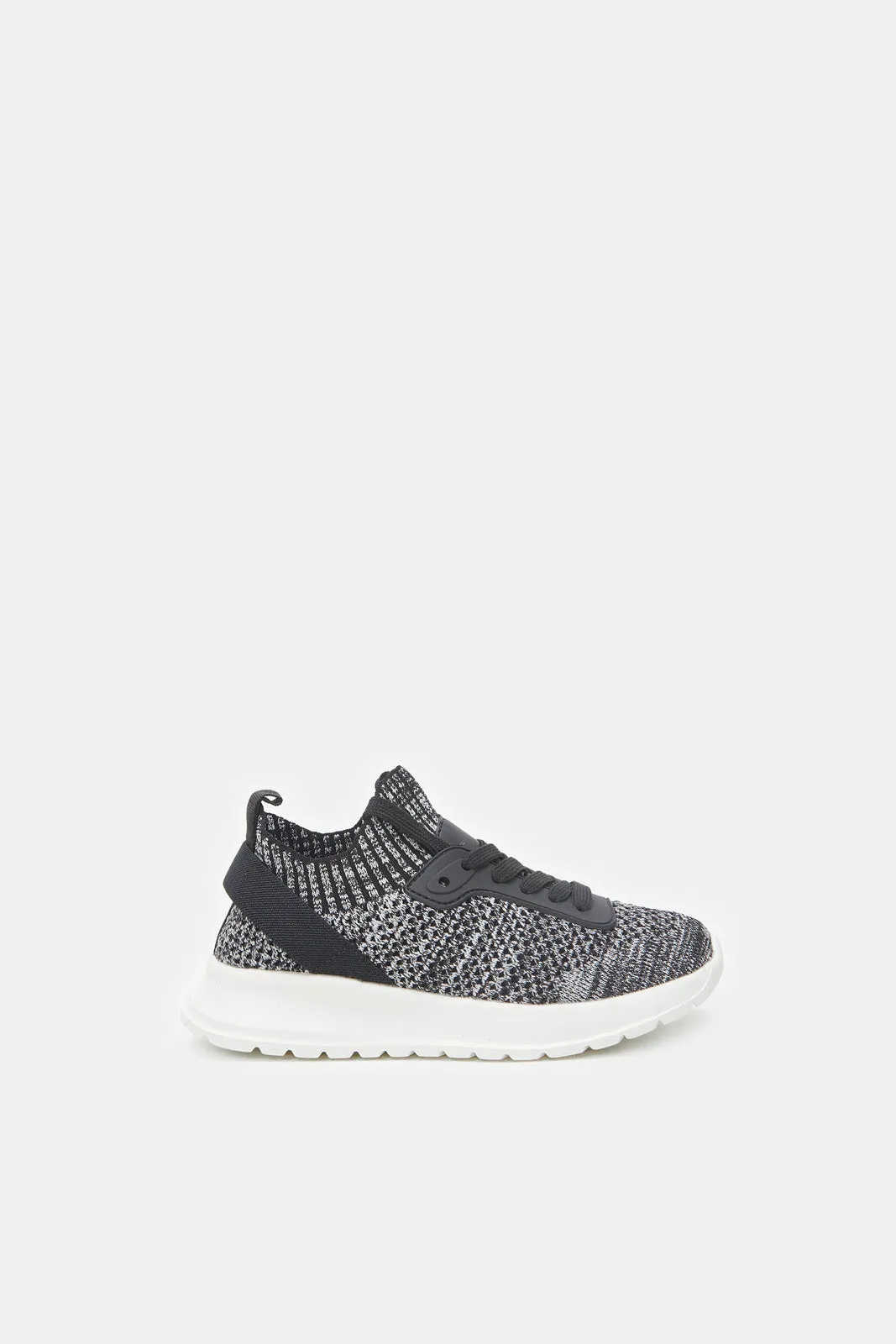 Senior Girls Black Fly Knit Trainers