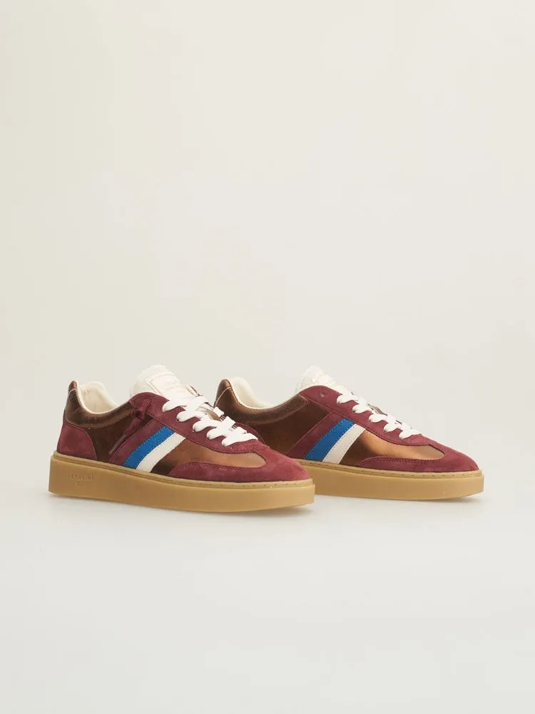 Serafini Court Trainers Bronze, Burgundy & Milk