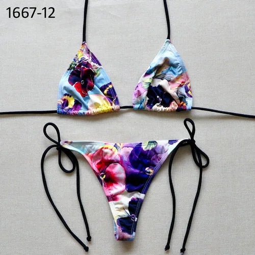 Sexy Solid Thong Bikini Women's Beach 2017 Brazilian Swimwear Female Bikinis Set Departure Beach Swimsuit String Biquini 1667