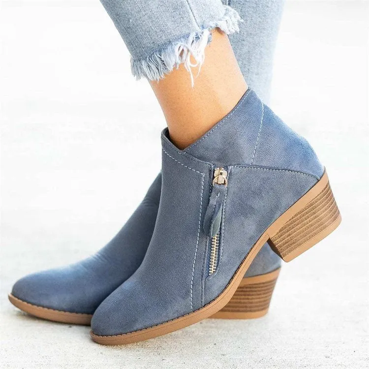 SH327 - Suede Double Side Zipper Boots