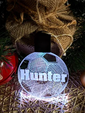 Soccer Ball Personalised Name Christmas Bauble Decoration 3D LED Light