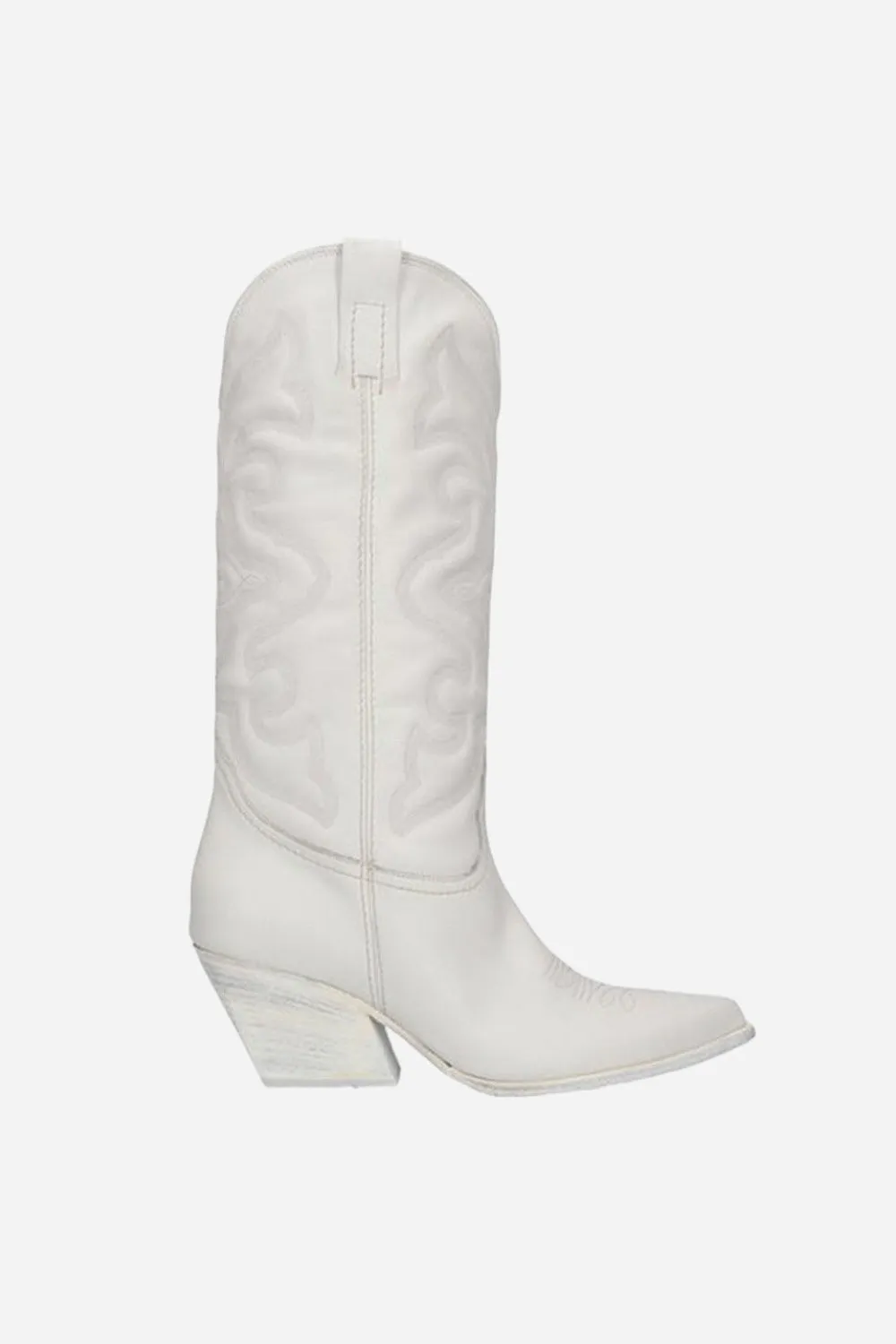 Steve Madden West Boots In White Leather