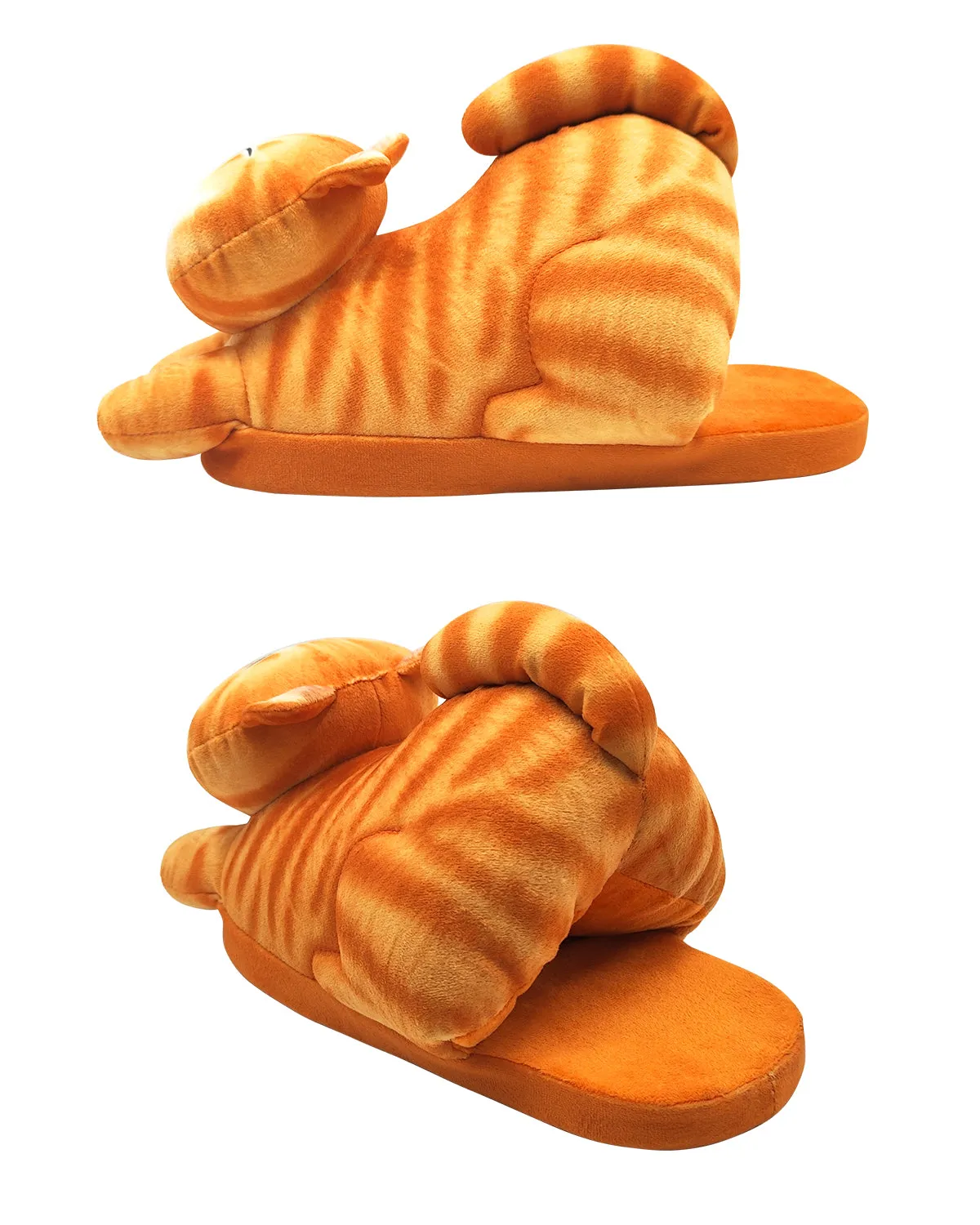 stretching cat slippers