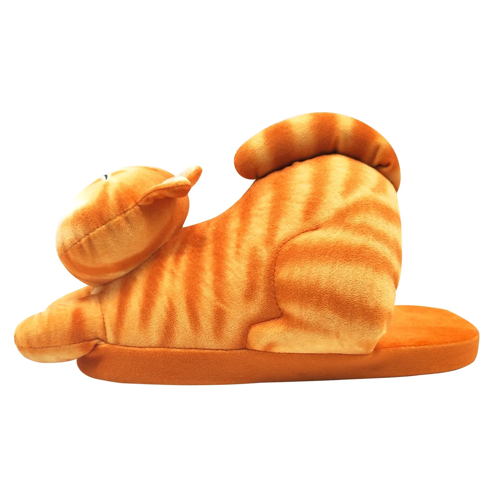 stretching cat slippers