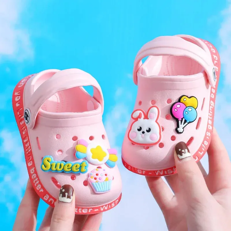 Summer Kids Sandals Hole Children's Shoes Slippers Soft Anti-Skid Cartoon DIY Design Hole Baby Shoes Sandy Beach For Boys Girls