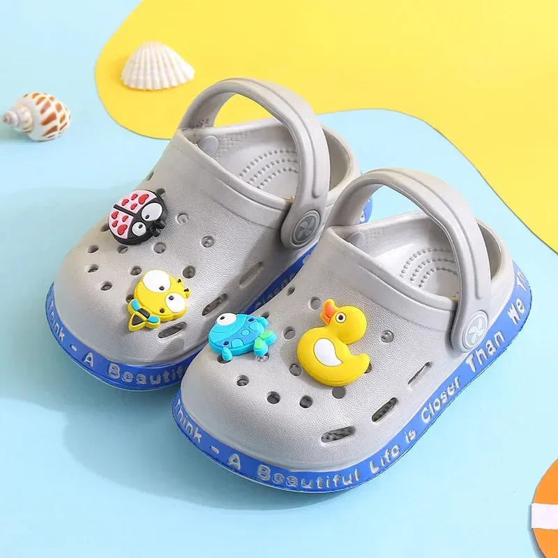 Summer Kids Sandals Hole Children's Shoes Slippers Soft Anti-Skid Cartoon DIY Design Hole Baby Shoes Sandy Beach For Boys Girls