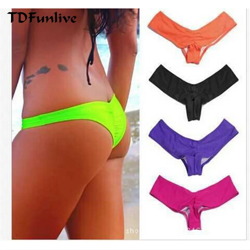 TDFunlive 2016 New V Shape Sexy Women Thong Bikini Biquines Brasileiros Biquini Panicat Moda De Praia Brazilian Bikini Bottom