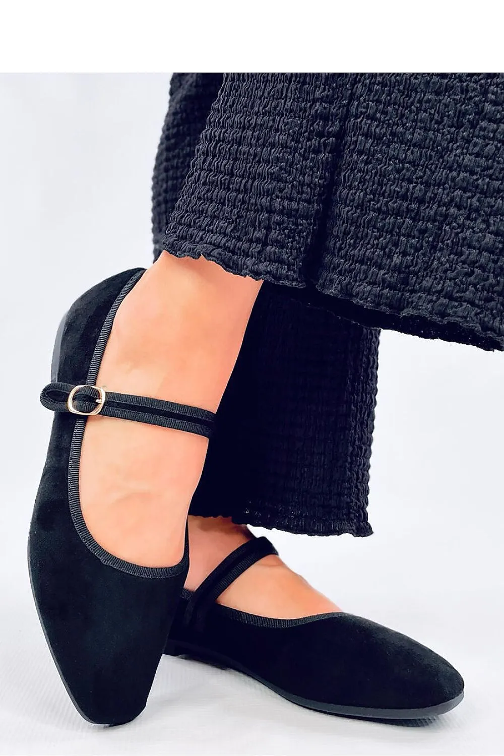 TEEK - Black Strap Suede Ballet Flats