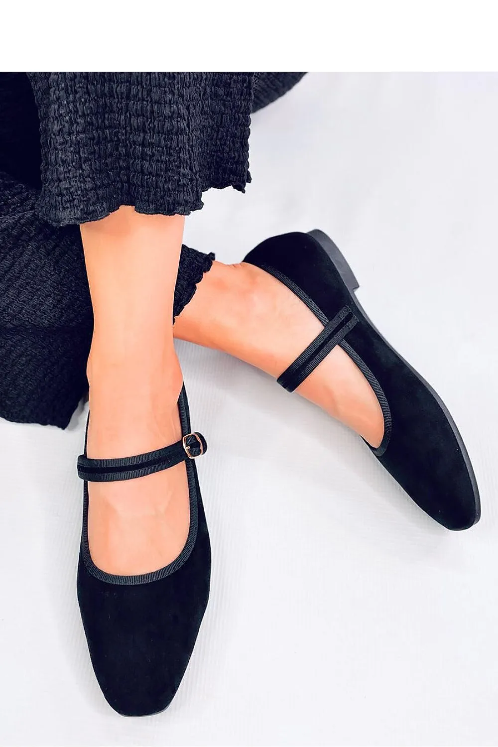 TEEK - Black Strap Suede Ballet Flats