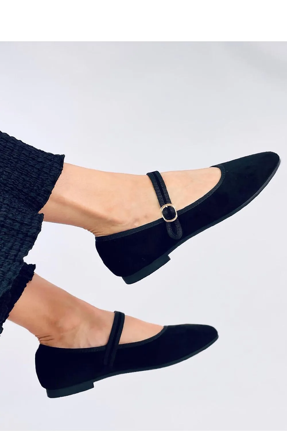 TEEK - Black Strap Suede Ballet Flats