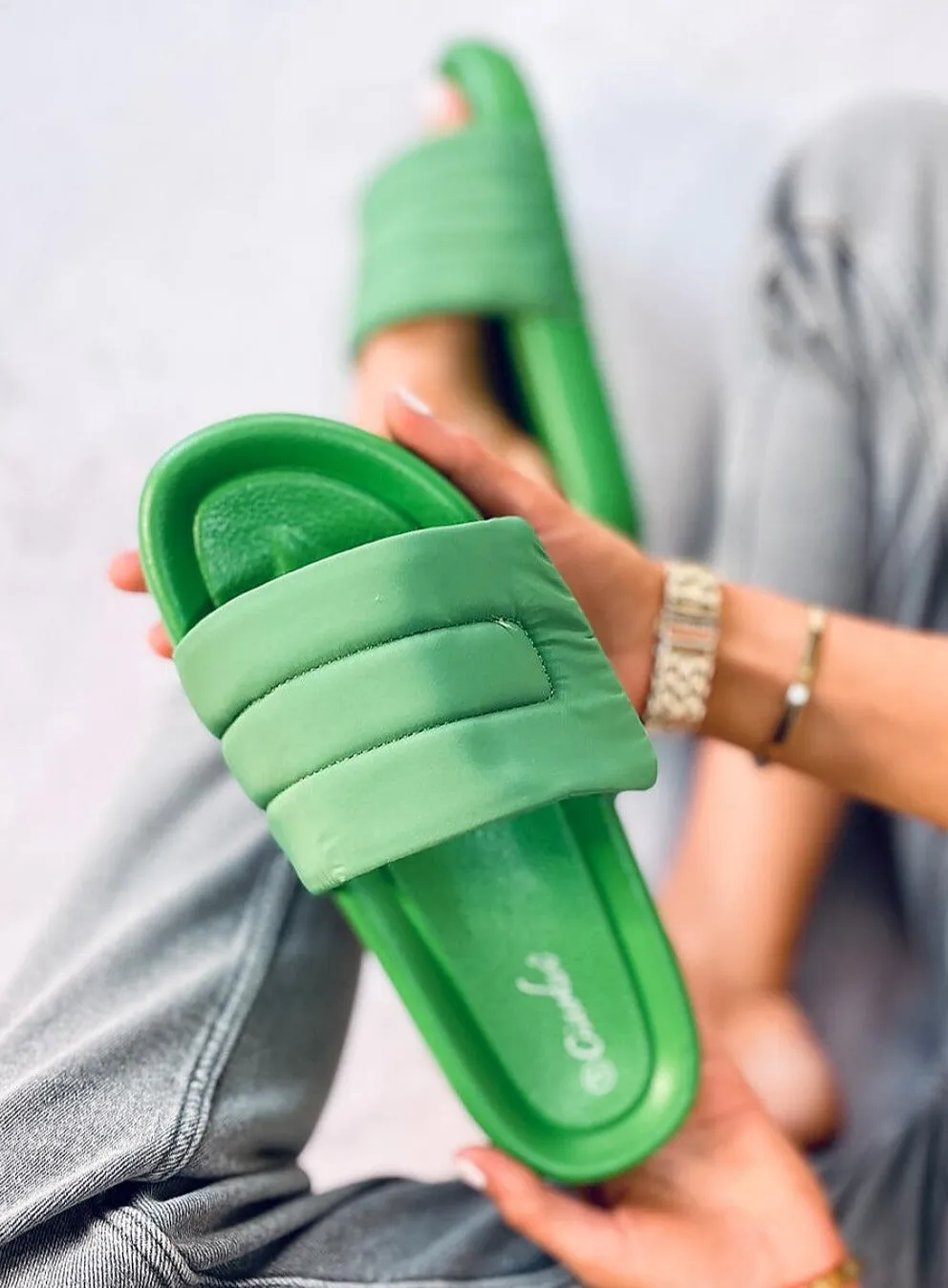 TEEK - Green Nylon Velcro Band Slides