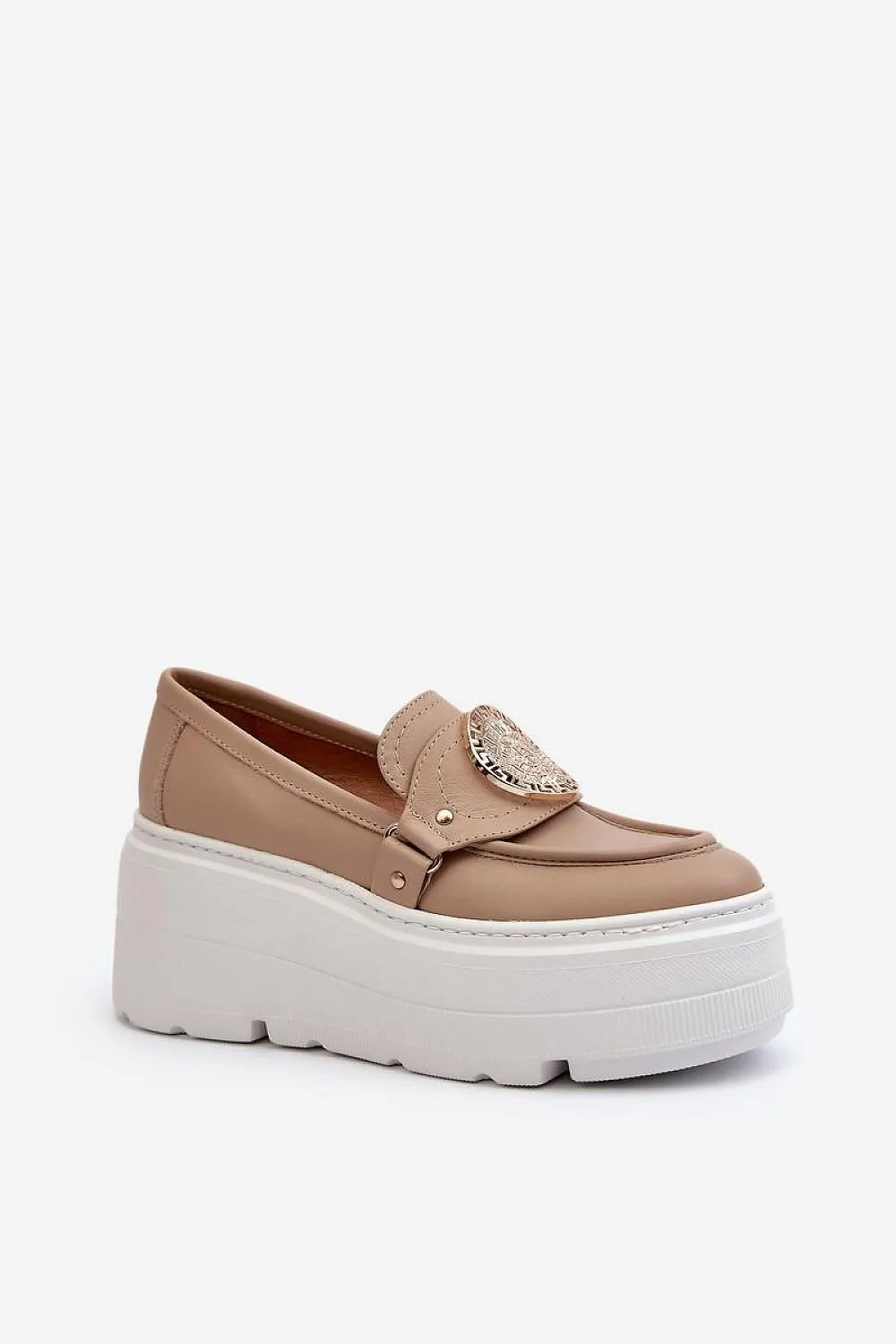 TEEK - Natural Leather Bold Piece Platform Loafers