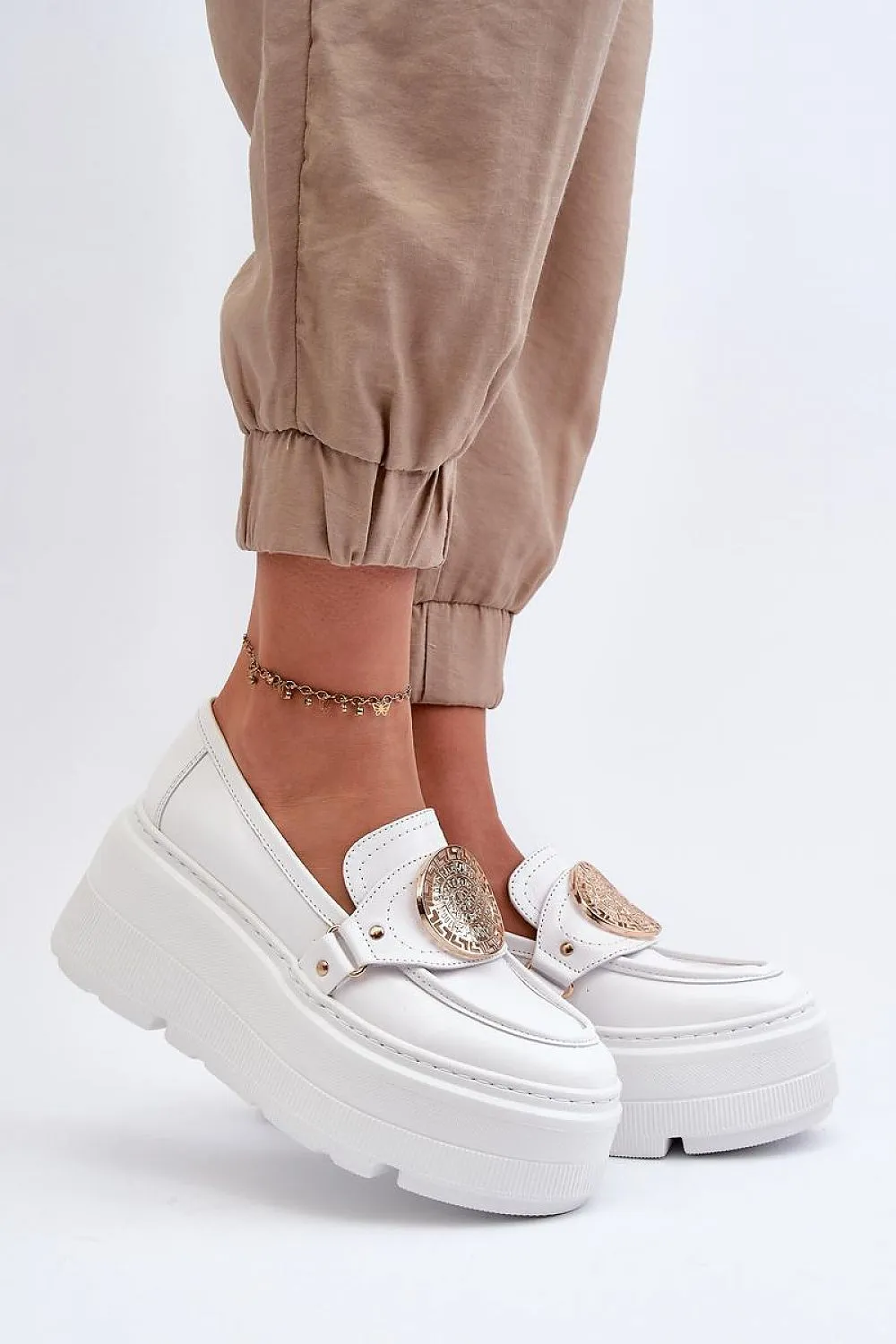 TEEK - Natural Leather Bold Piece Platform Loafers