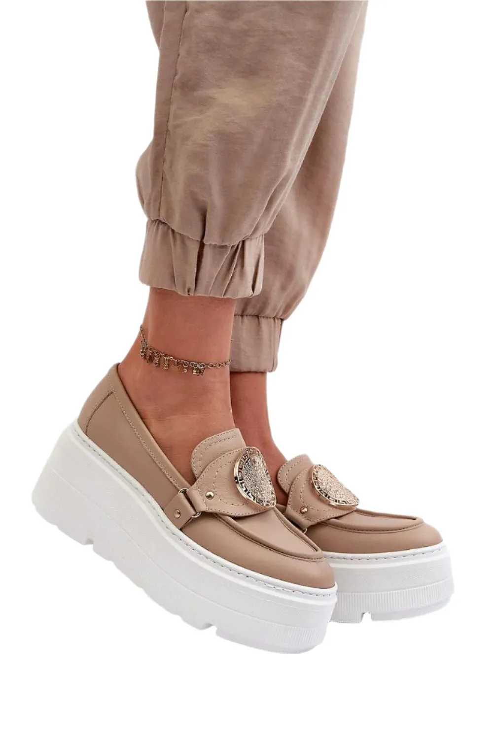 TEEK - Natural Leather Bold Piece Platform Loafers