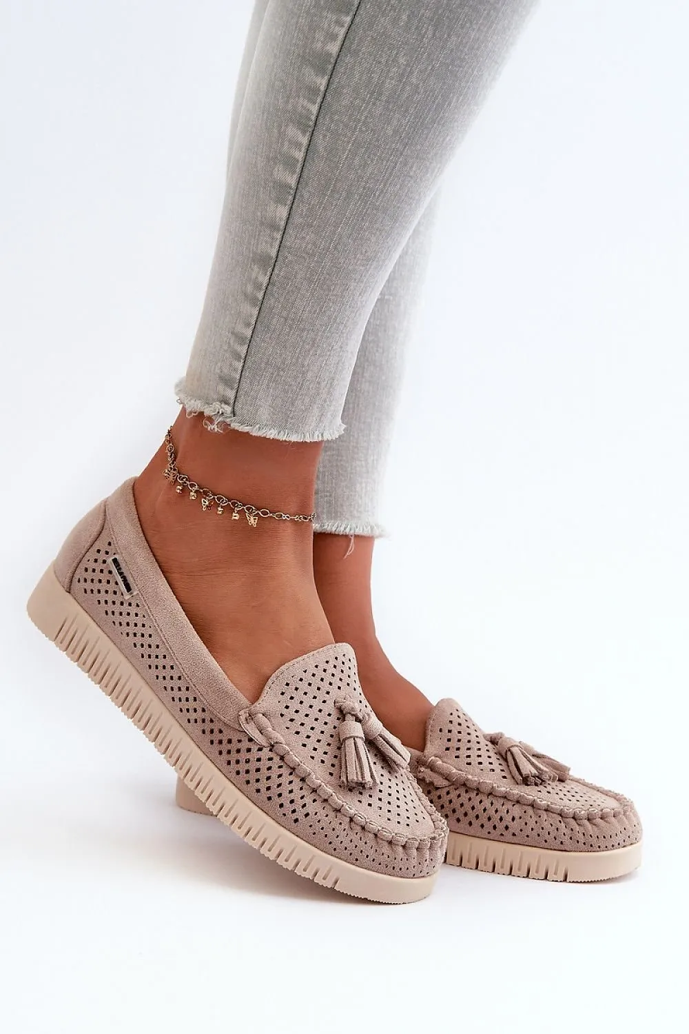 TEEK - Tassel Poked Mesh Moccasin Loafers