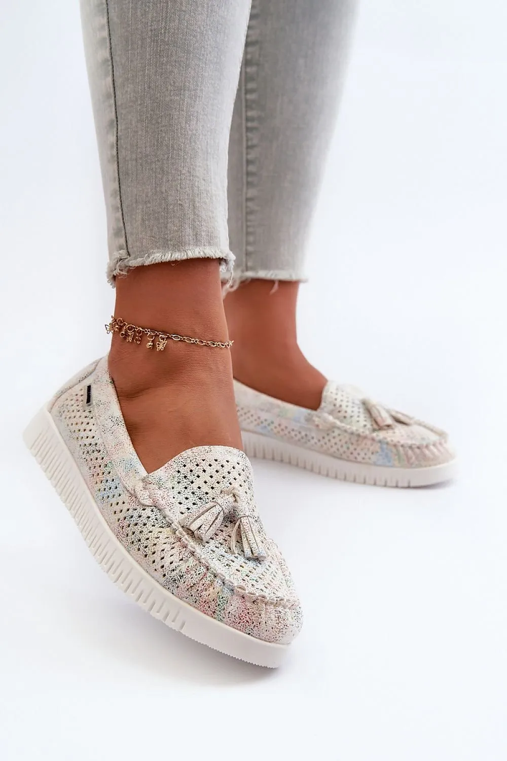 TEEK - Tassel Poked Mesh Moccasin Loafers