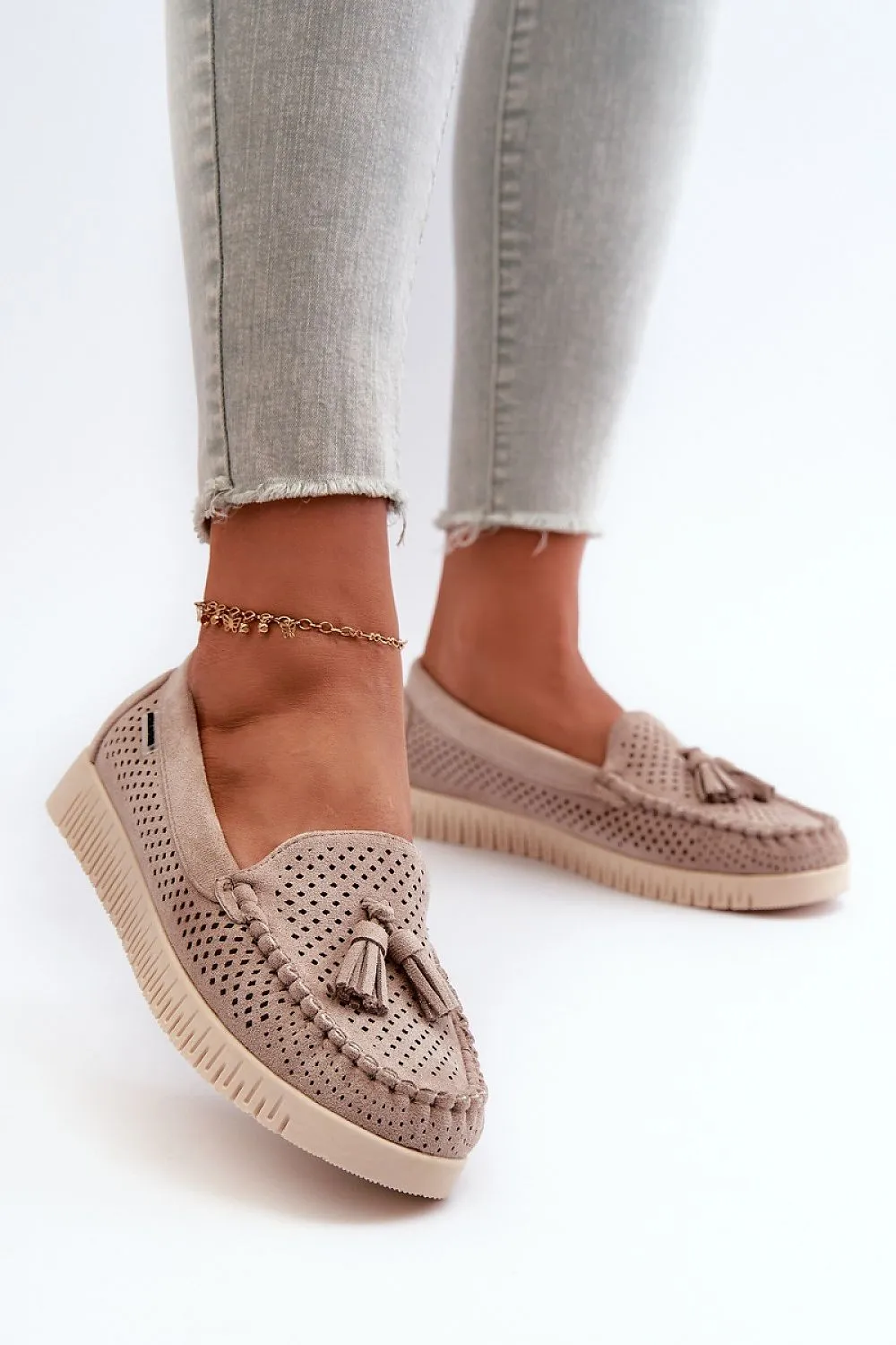 TEEK - Tassel Poked Mesh Moccasin Loafers