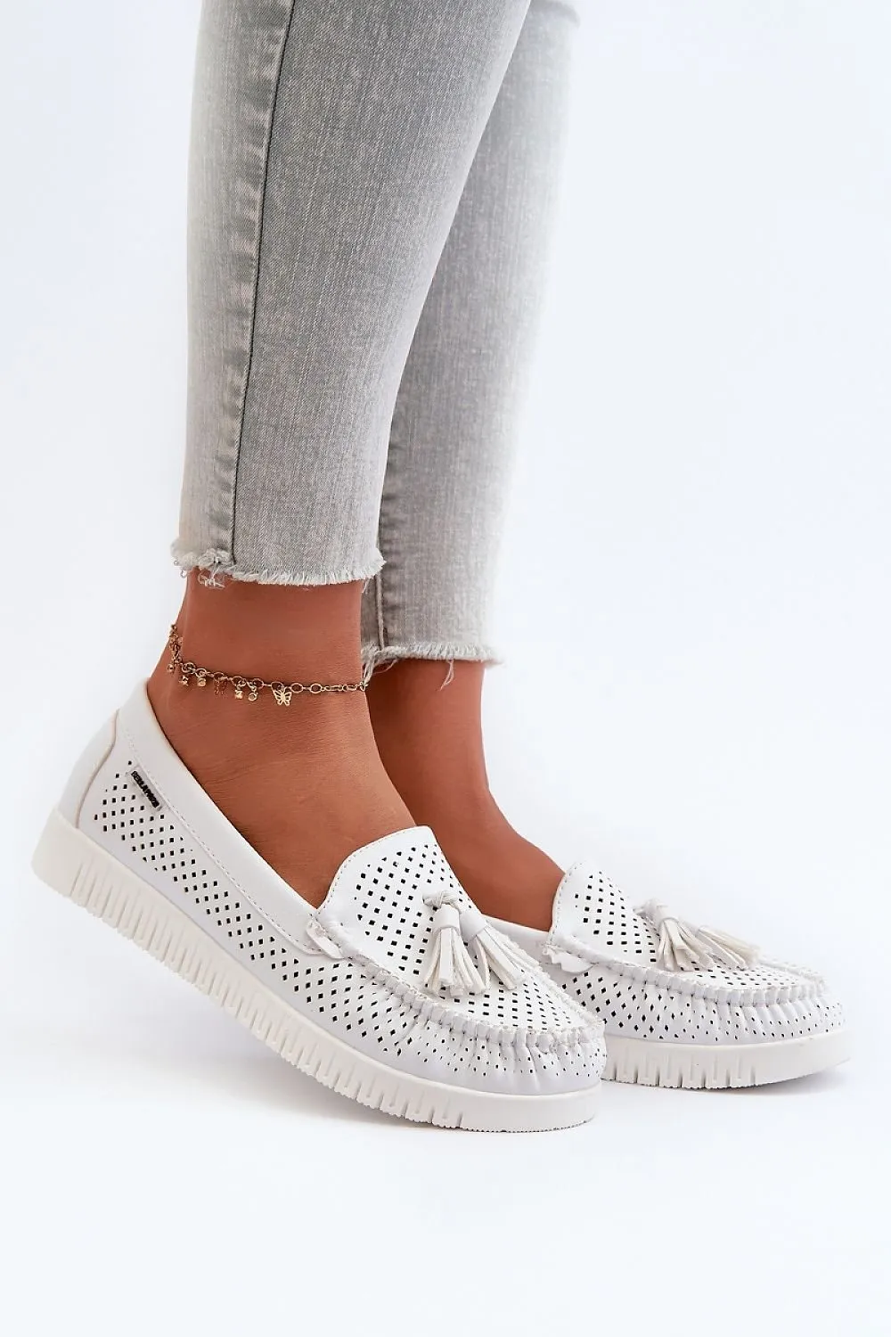 TEEK - Tassel Poked Mesh Moccasin Loafers