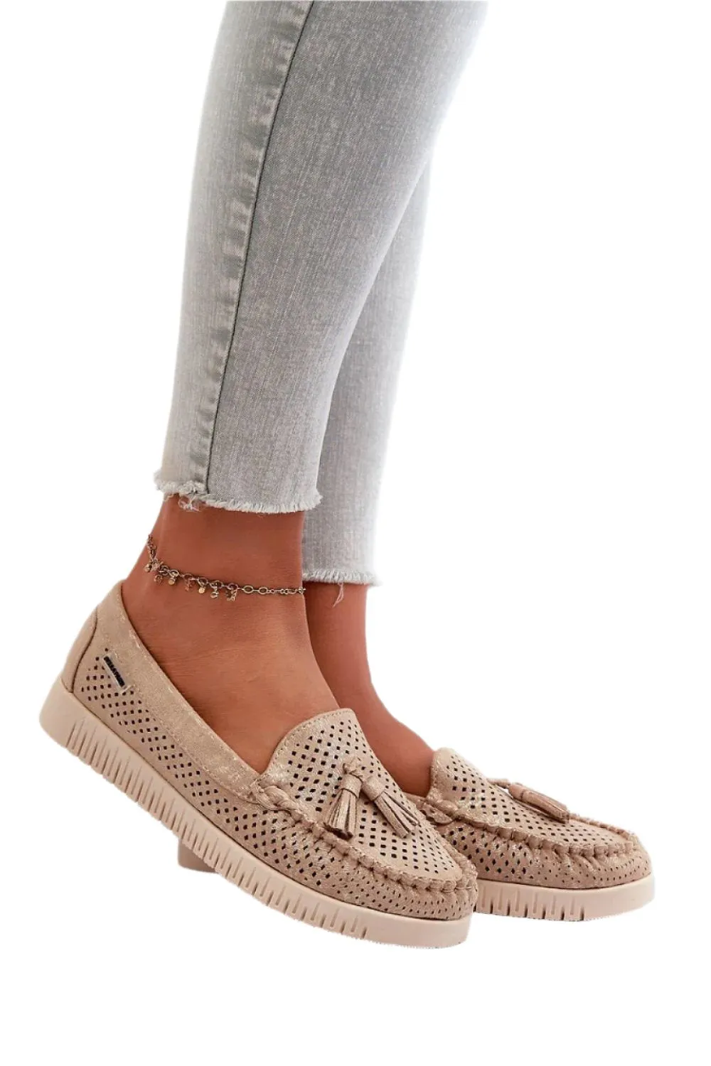 TEEK - Tassel Poked Mesh Moccasin Loafers