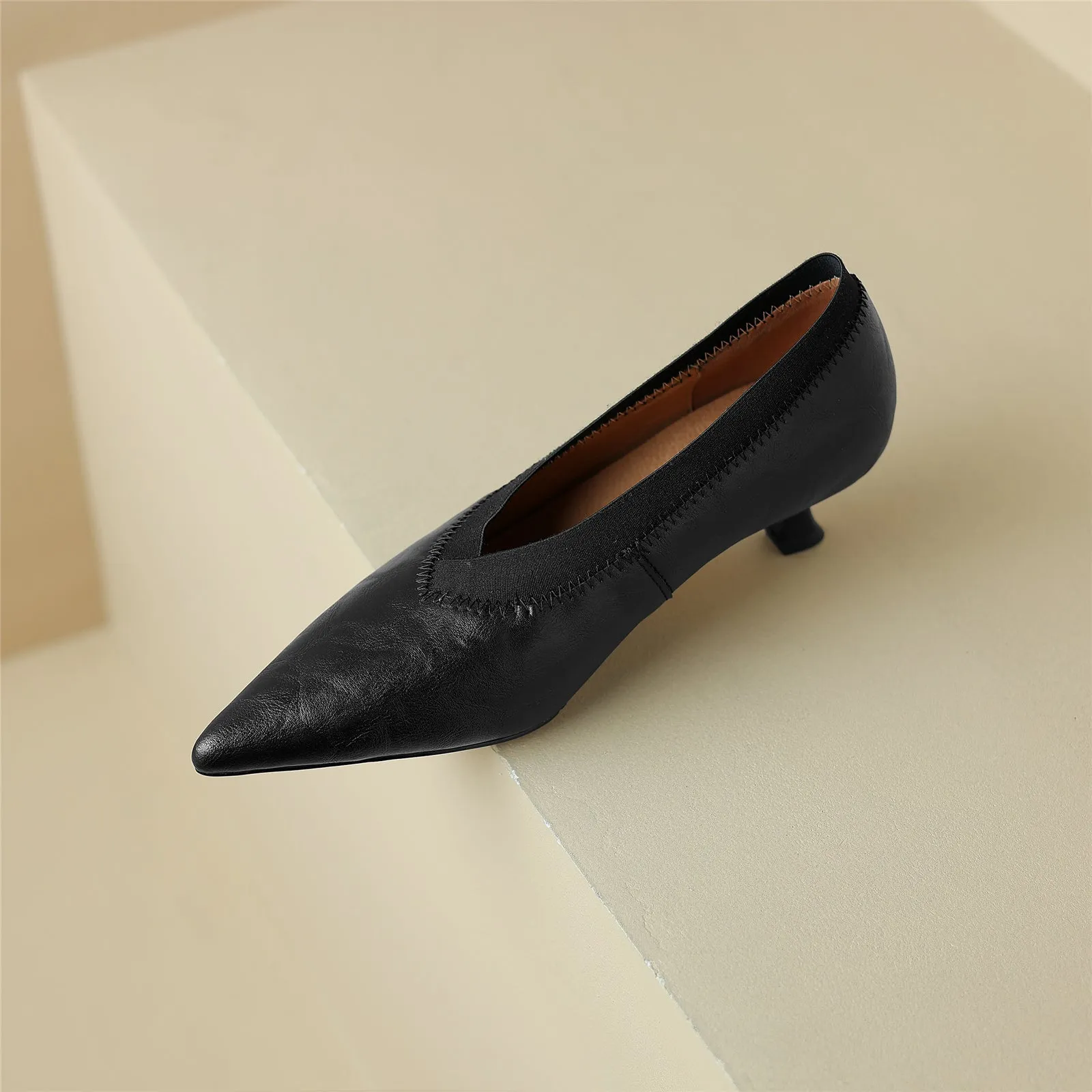 TinaCus Handmade Women's Genuine Leather Pointed Toe Pumps Shoes