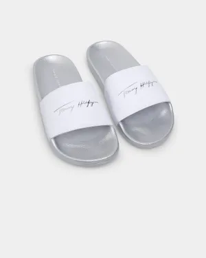 Tommy Jeans Women's Metallic Pool Slides Silver