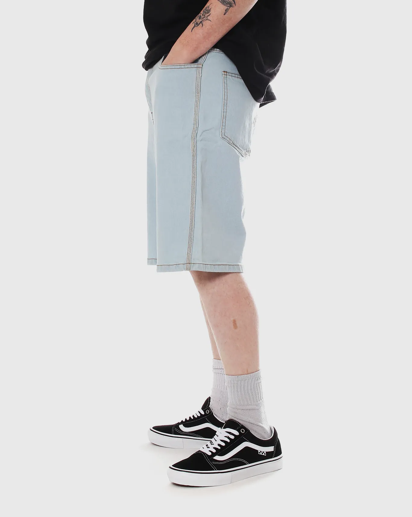 Trainers Baggy Denim Short - Light Blue