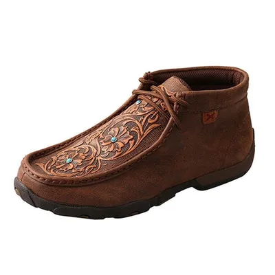 Twisted X Casual Shoes Womens Red Buckle Tooled Mocs Brown WDM0081