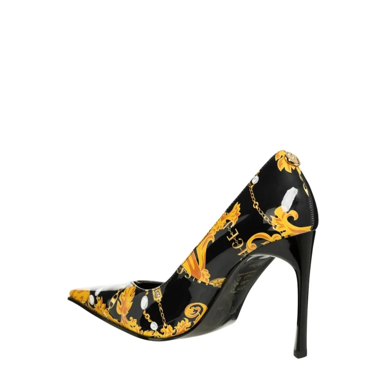 Versace Jeans Couture Baroque Chain Patent Pumps