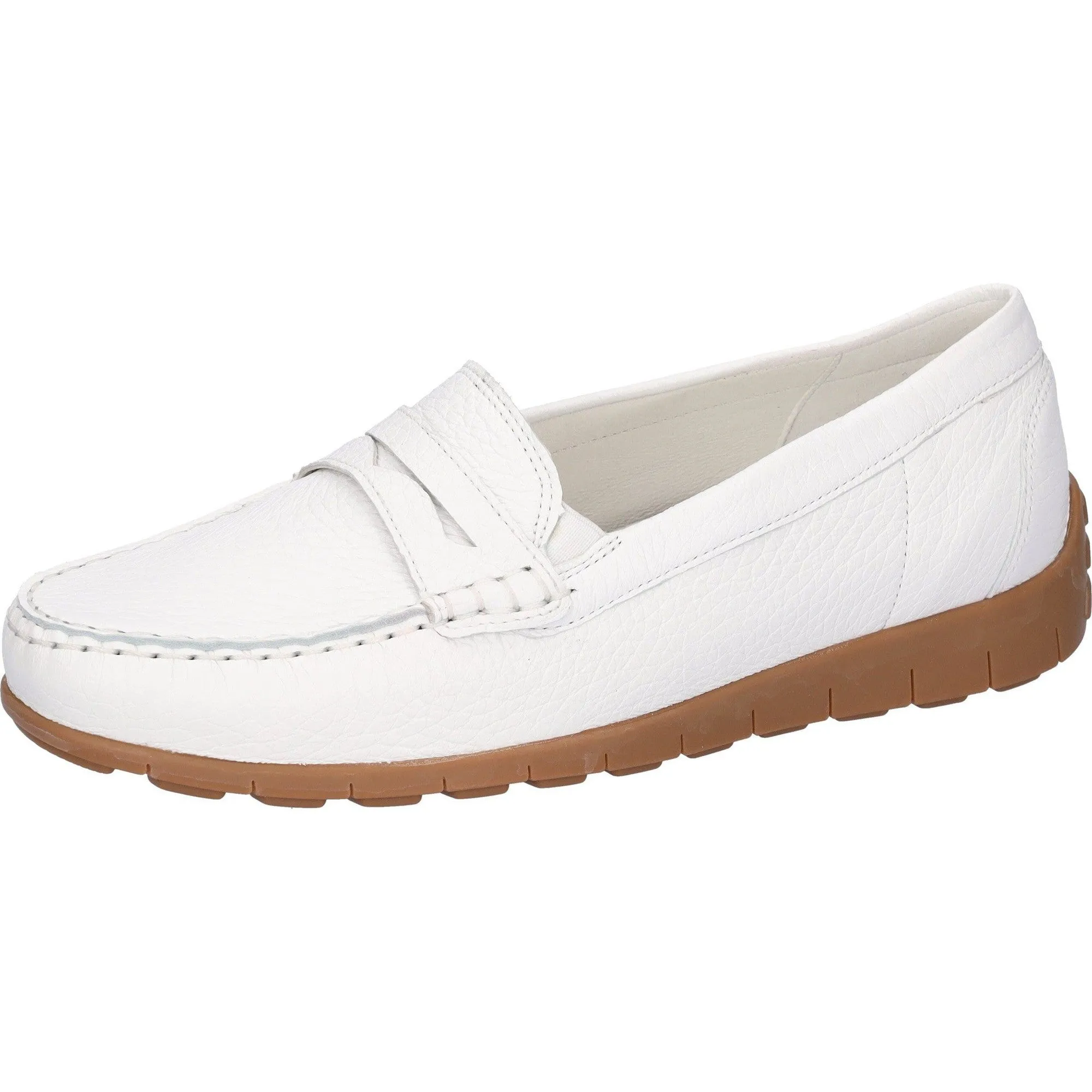 Waldlaufer 785502 199 150 H-Lucy Ladies White Leather Arch Support Slip On Loafers