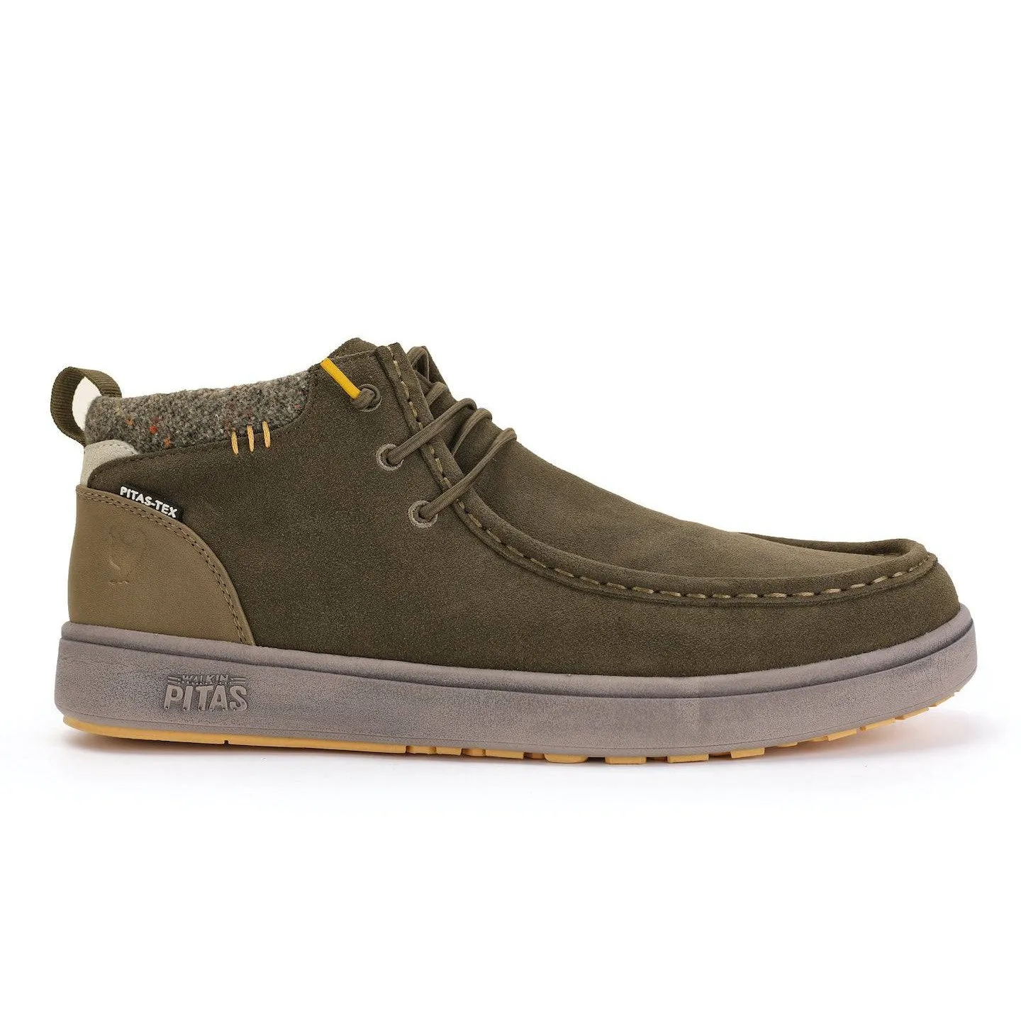 Walk in Pitas Coast-Baikal Mens Khaki Suede Waterproof Elasticated Ankle Boots