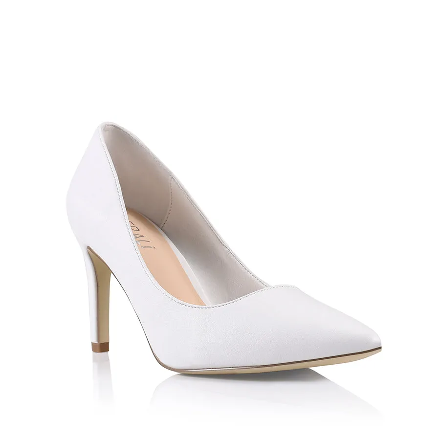 Wish Court Heel Pumps - White Smooth