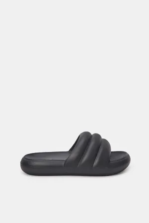 Women Black Molded Slide