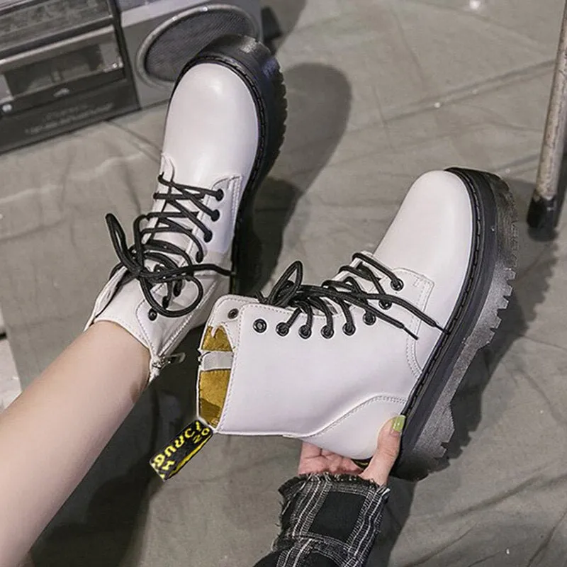 Women Grunge Shoes Platform Lace-up Combat Boots