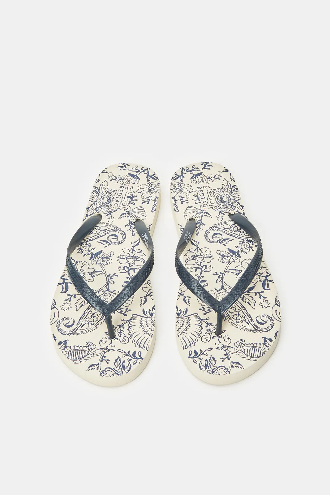 Women Navy Paisley Print Flip Flop