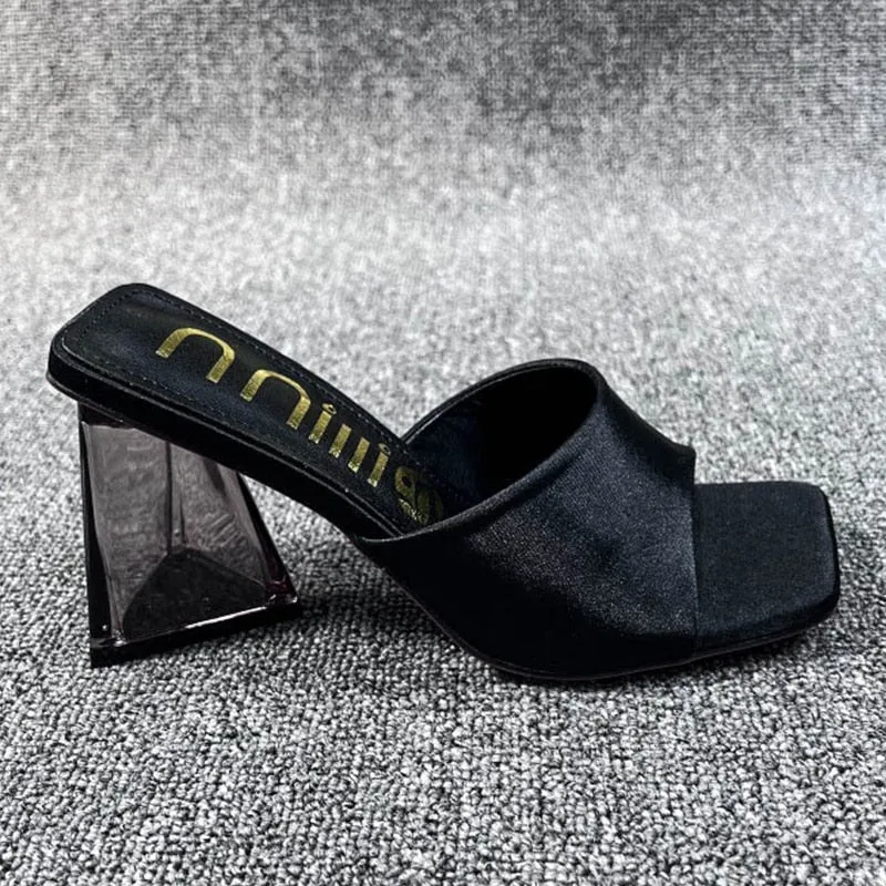 Women Pumps Sandals Spring Summer New 2023 Casual Slides Female Shoes Square Toe Luxury Designer Ladies High Heels Slippers