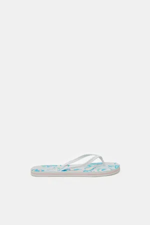 Women White Plait Upper Flip Flops