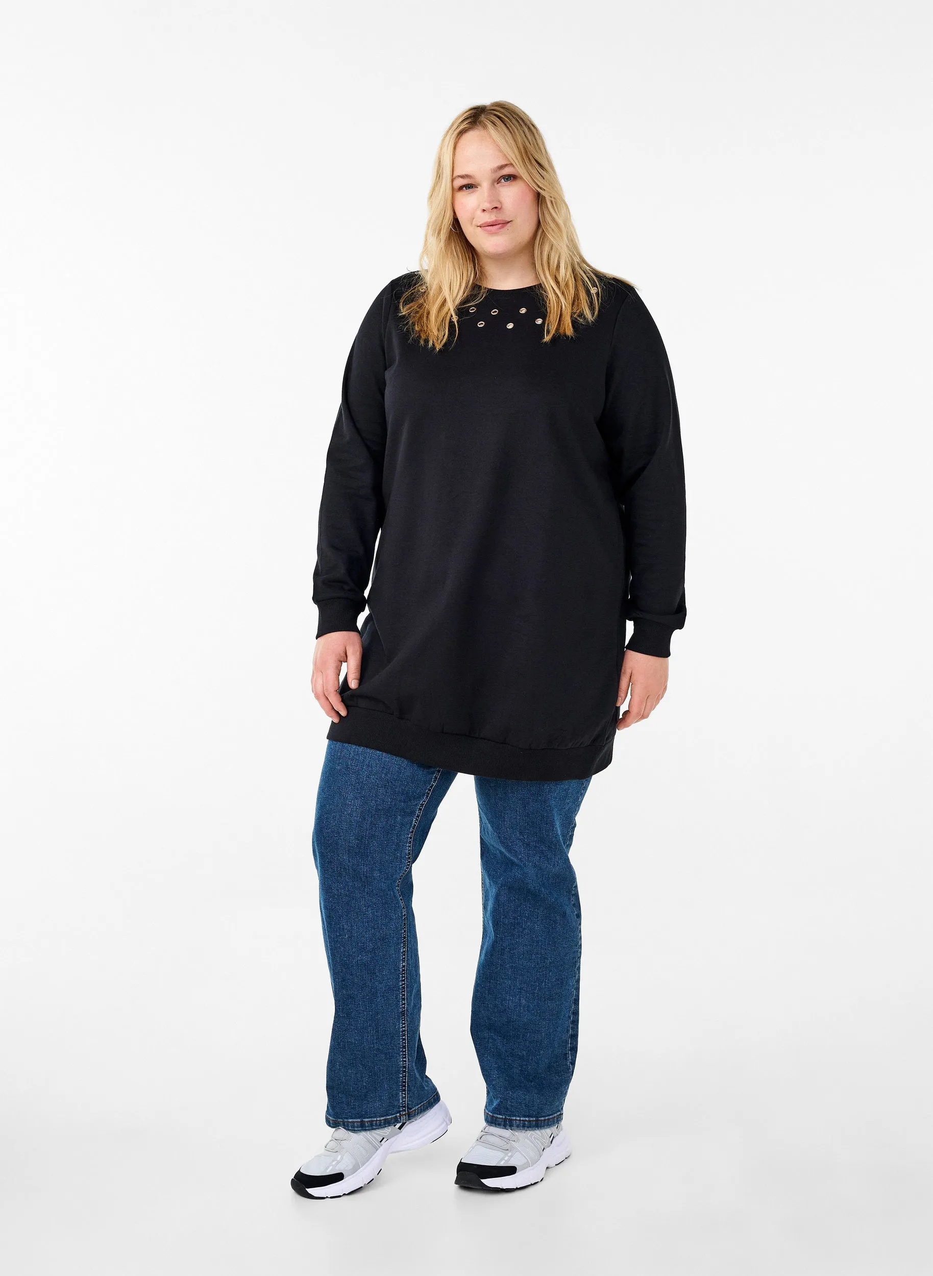 Zizzi Laura Sweater Tunic in Black