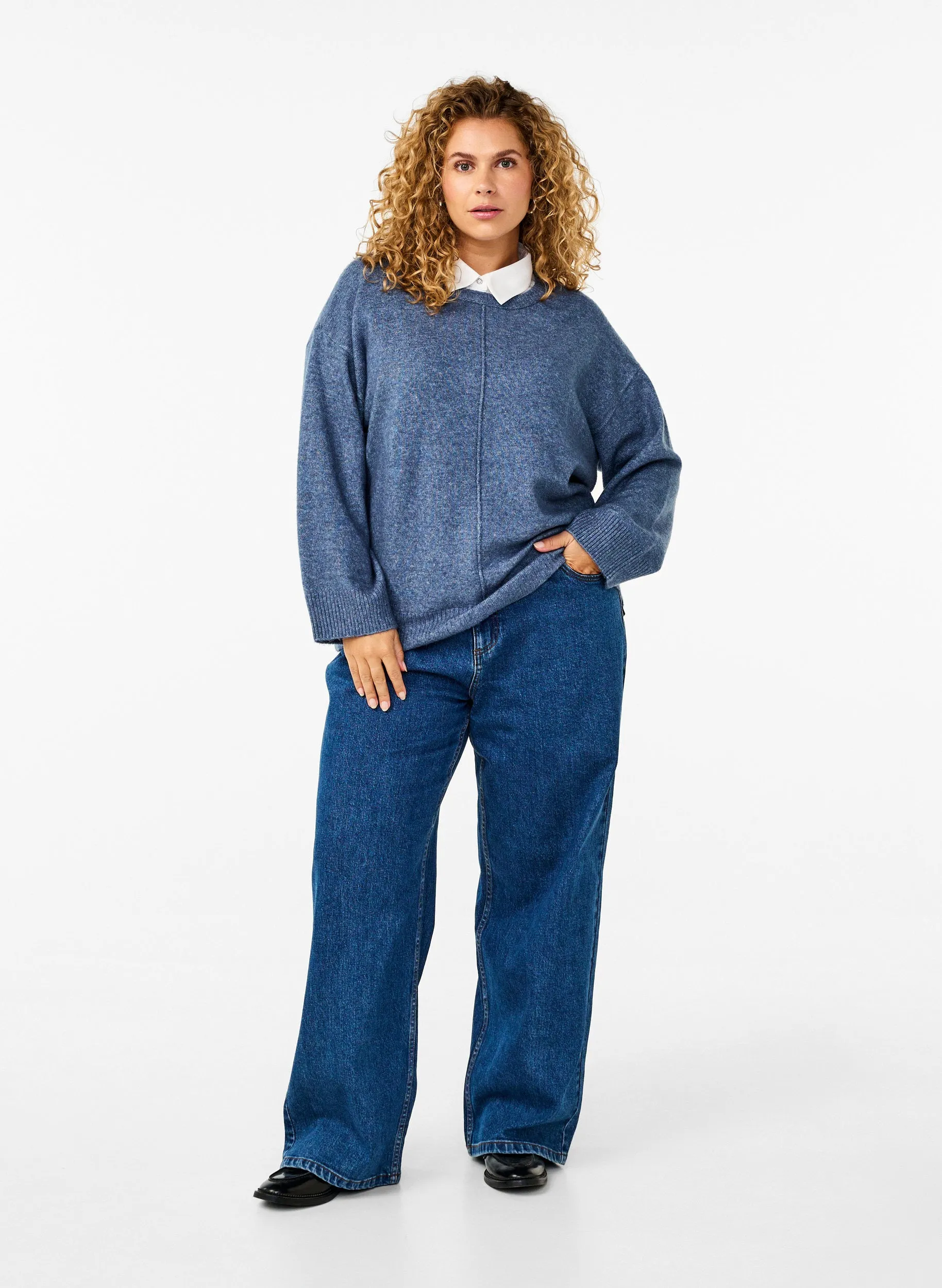 Zizzi Vista Knit Jumper in Blue